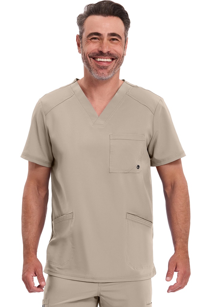 Men's V-Neck Top (XXS, Khaki)