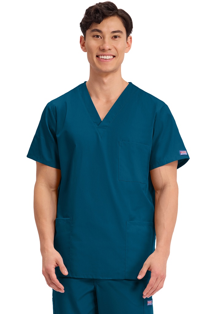 Unisex V-Neck Top (XXS, Caribbean Blue)