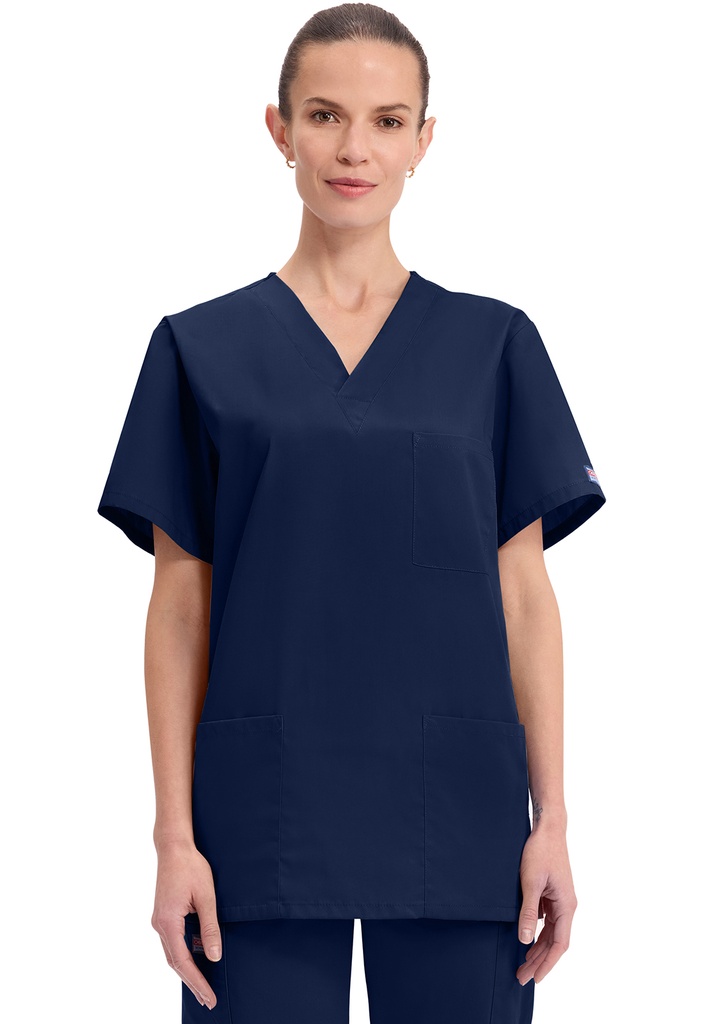 Unisex V-Neck Top (XXS, Navy)