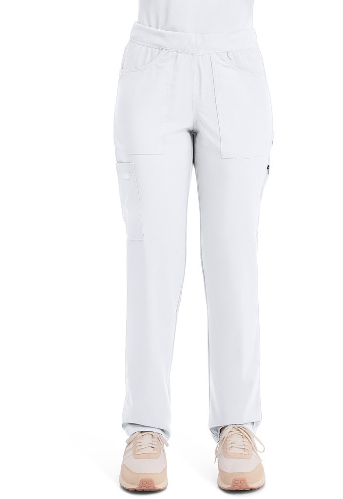 Mid Rise Tapered Leg Pull-on Pant (XXS, White)