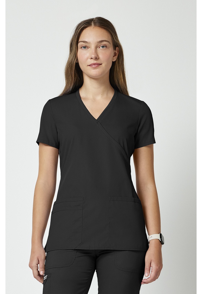 Mock Wrap Top (XXS, Black)