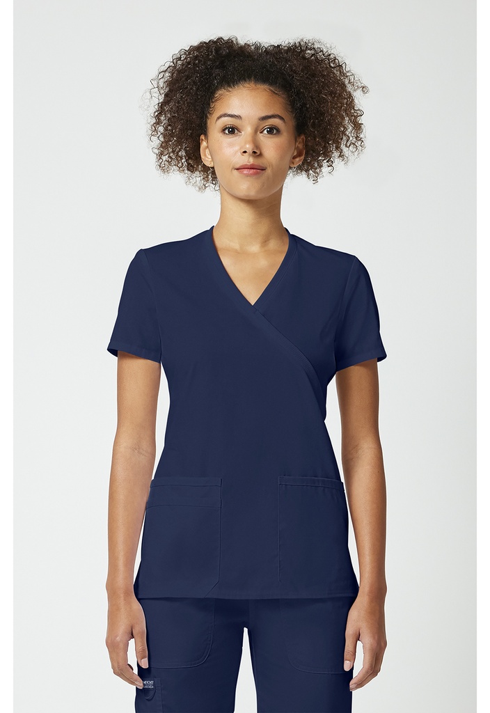 Mock Wrap Top (XXS, Navy)