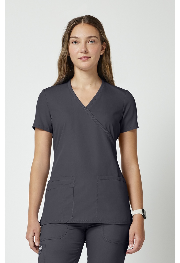 Mock Wrap Top (XXS, Pewter)